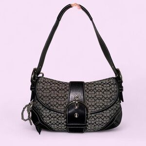 Coach Black and Gray Signature Shoulder Bag